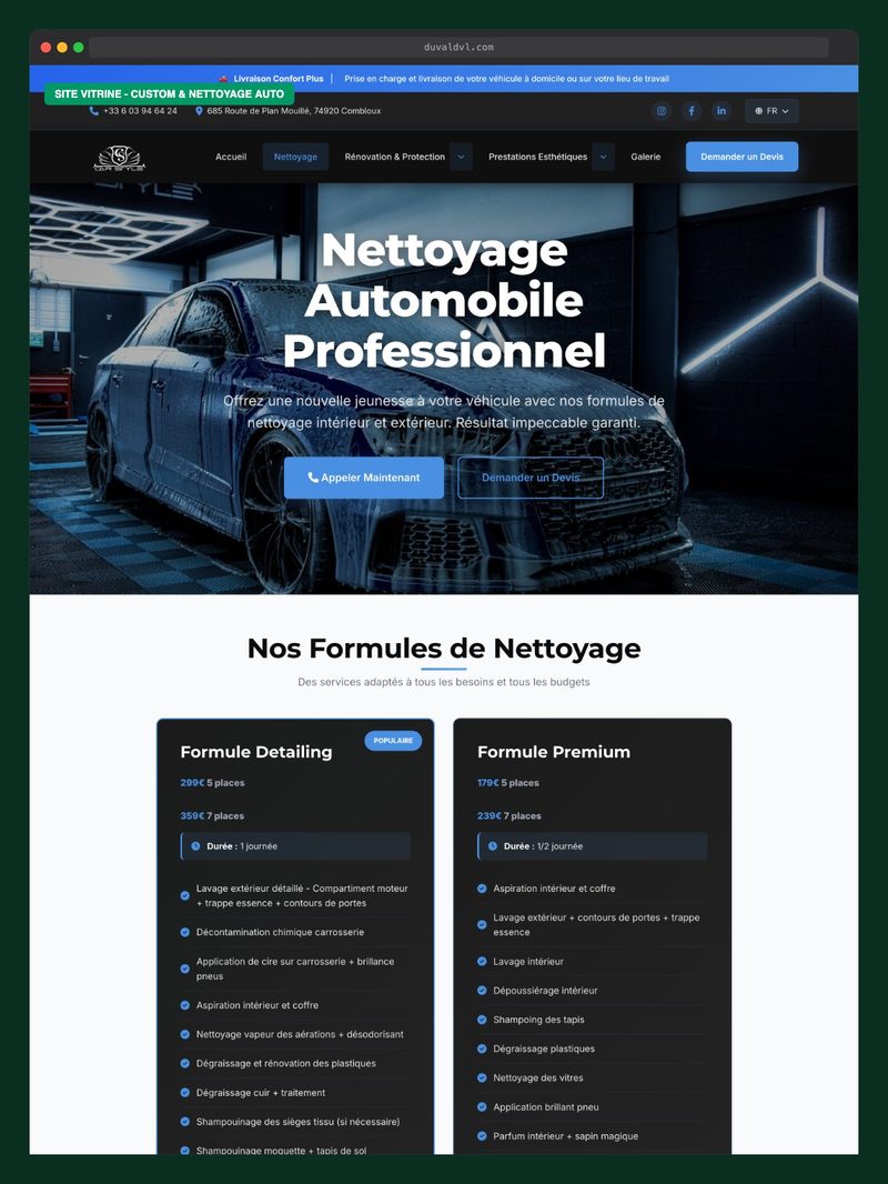 Site vitrine nettoyage automobile Car Style 74 Combloux