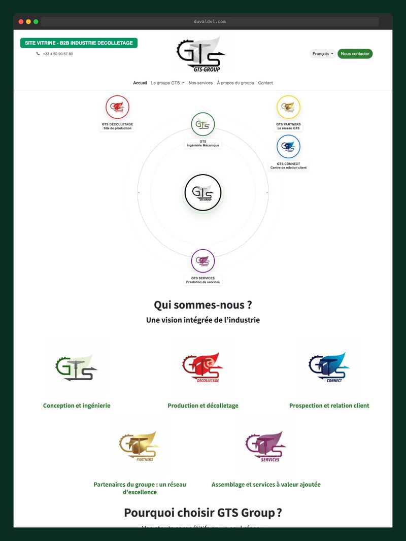 Site B2B industriel décolletage GTS Group Passy